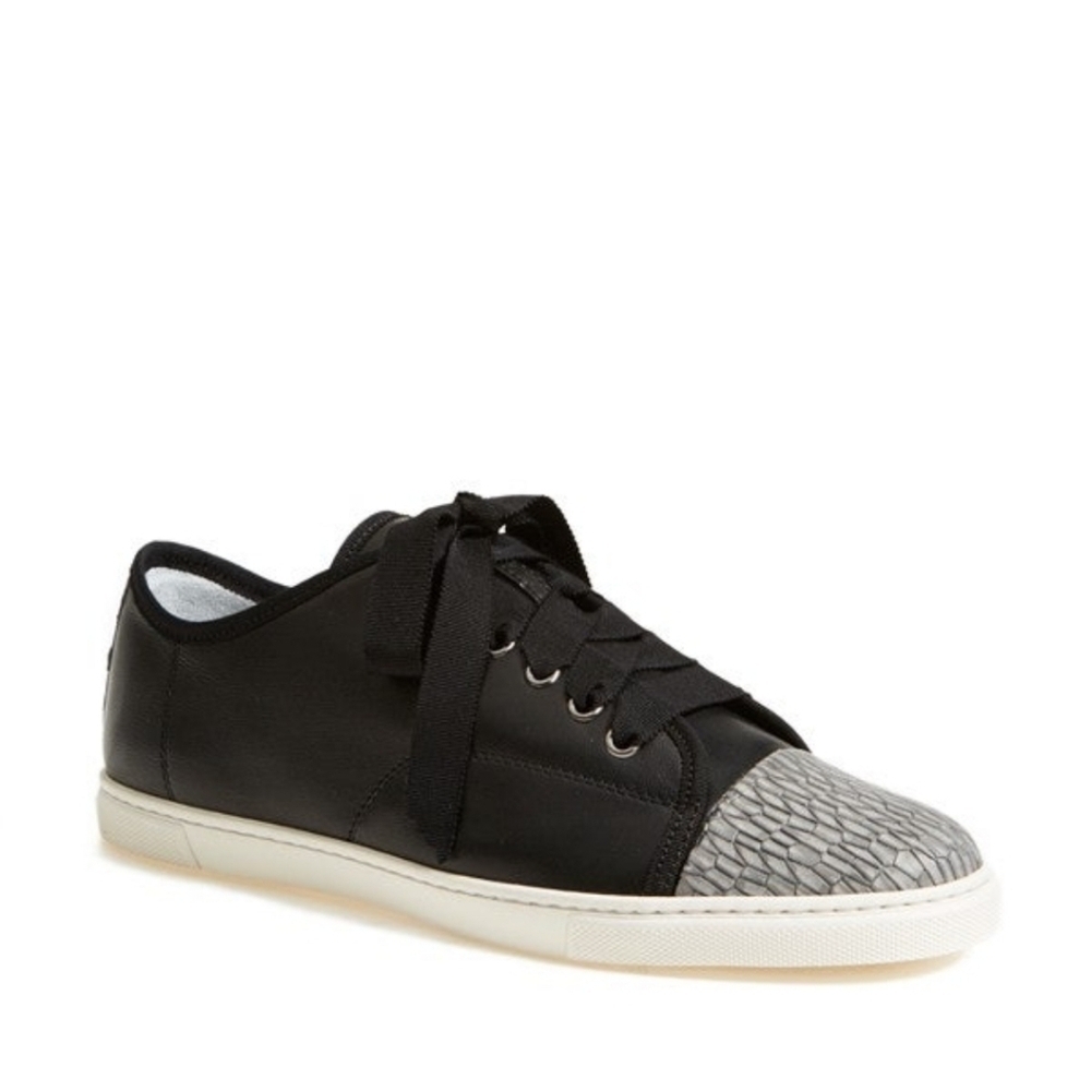 Vintage Lanvin Leather Dbb1 Low Top Women's Sneaker Snake Skin Print Size: 5